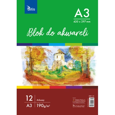 BLOK DO AKWARELI TETIS A3, 190 g/m2, 12 ARK.