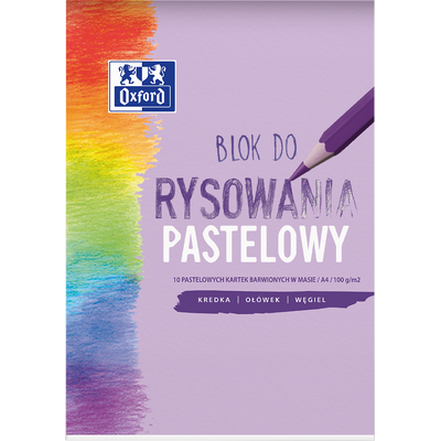 BLOK DO RYSOWANIA PASTELOWY OXFORD A4, 10 KARTEK