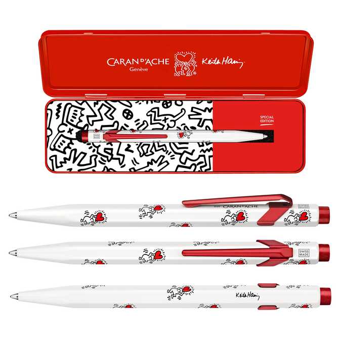 Długopis 849 Keith Haring, biały w metalowym pudełku