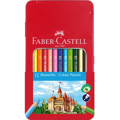 KREDKI ZAMEK FABER-CASTELL, OPAKOWANIE METALOWE, 12 KOLORÓW