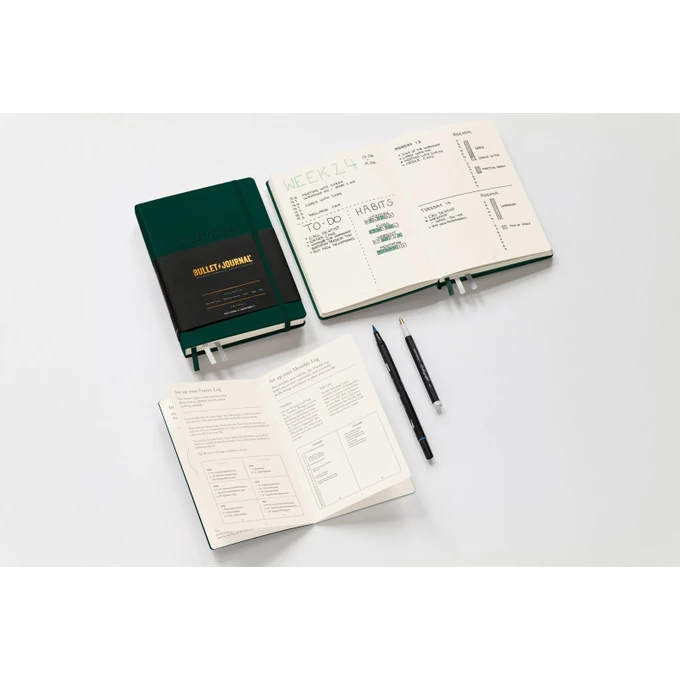 NOTATNIK LEUCHTTURM1917 BULLET JOURNAL 120G, MEDIUM (A5), CIEMNOZIELONY