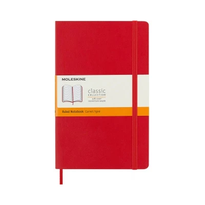 NOTES MOLESKINE CLASSIC L, 13X21CM, W LINIE, MIĘKKA OPRAWA, 192 STRONY, CZERWONY