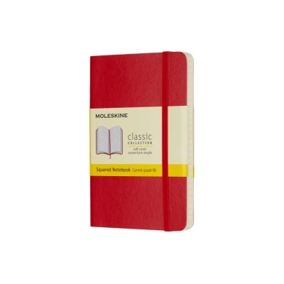 NOTES MOLESKINE CLASSIC P (9X14CM) W KRATKĘ, MIĘKKA OPRAWA, 192 STRONY, CZERWONY