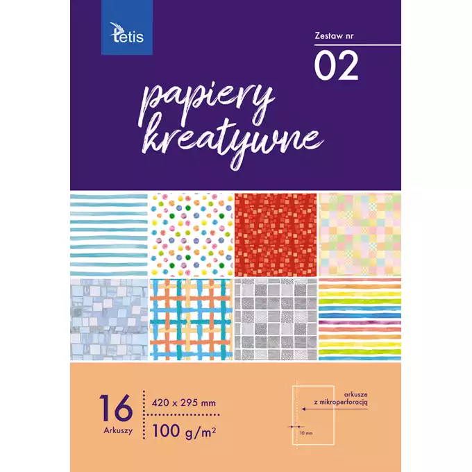PAPIERY KREATYWNE, TETIS, ZEST. 2, 100g/m2, 16 ARK.