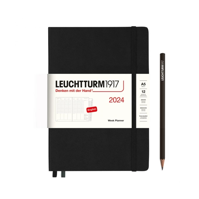PLANER TYGODNIOWY PIONOWY LEUCHTTURM1917 MEDIUM(A5) 2024 CZARNY