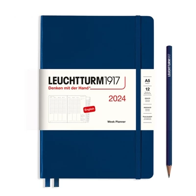 PLANER TYGODNIOWY PIONOWY LEUCHTTURM1917 MEDIUM(A5) 2024 GRANATOWY
