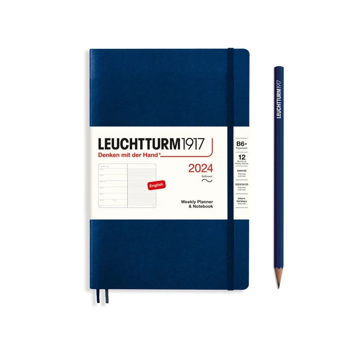 PLANER TYGODNIOWY Z NOTATNIKIEM LEUCHTTURM1917 W MIĘKKIEJ OPRAWIE PAPERBACK (B6+) 2024 GRANATOWY