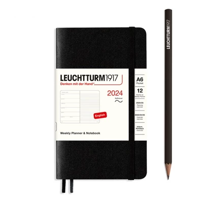 PLANER TYGODNIOWY Z NOTATNIKIEM LEUCHTTURM1917 W MIĘKKIEJ OPRAWIE POCKET (A6) 2024, CZARNY