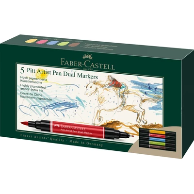 ZESTAW DWUSTRONNYCH MARKERÓW PITT ARTIST PEN FABER-CASTELL, 5 KOLORÓW