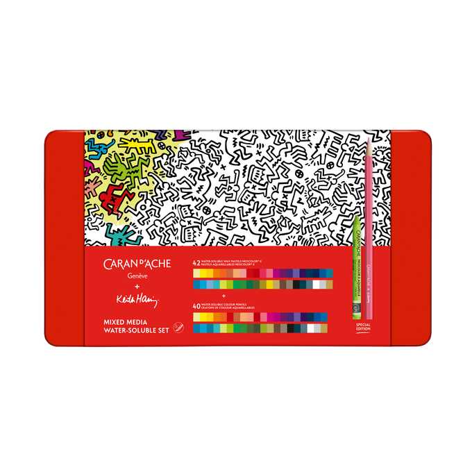 Zestaw kredek Neocolor II 42szt + kredki akwarelowe 40szt, Keith Haring