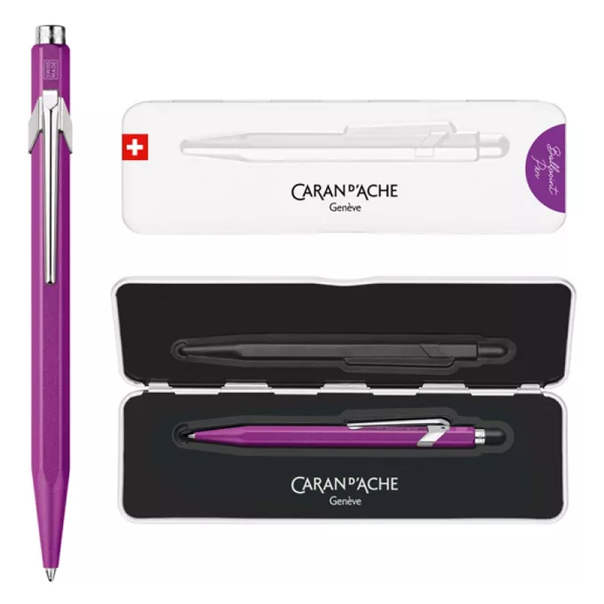 DŁUGOPIS CARAN D'ACHE 849 COLORMAT-X, W PUDEŁKU, FIOLETOWY