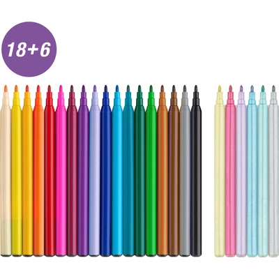 FLAMASTRY ZAMEK FABER-CASTELL EDYCJA JEDNOROŻEC - UNICORN 18 KOL. STANDARDOWYCH + 6 KOL. PASTELOWYCH + NAKLEJKI