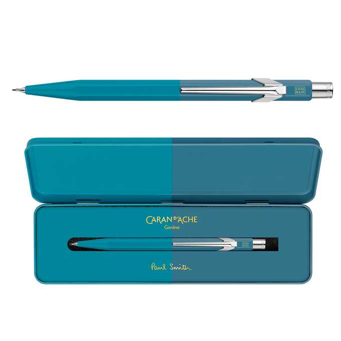 Ołówek automatyczny Caran d’Ache 844 Paul Smith Edycja #4 w pudełku Cyan/Steel