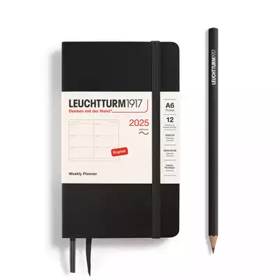 PLANER TYGODNIOWY POZIOMY LEUCHTTURM1917 W MIĘKKIEJ OPRAWIE POCKET (A6) 2025 CZARNY