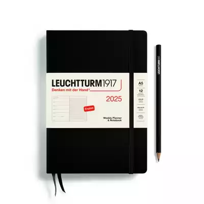 PLANER TYGODNIOWY Z NOTATNIKIEM LEUCHTTURM1917 MEDIUM (A5) 2025 CZARNY
