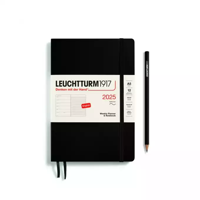PLANER TYGODNIOWY Z NOTATNIKIEM LEUCHTTURM1917 W MIĘKKIEJ OPRAWIE MEDIUM (A5) 2025 CZARNY