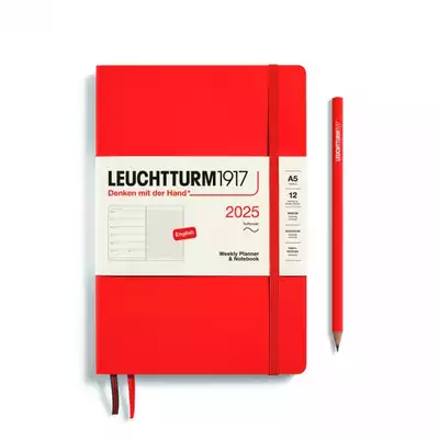 PLANER TYGODNIOWY Z NOTATNIKIEM LEUCHTTURM1917 W MIĘKKIEJ OPRAWIE MEDIUM (A5) 2025 LOBSTER (CZERWONY)