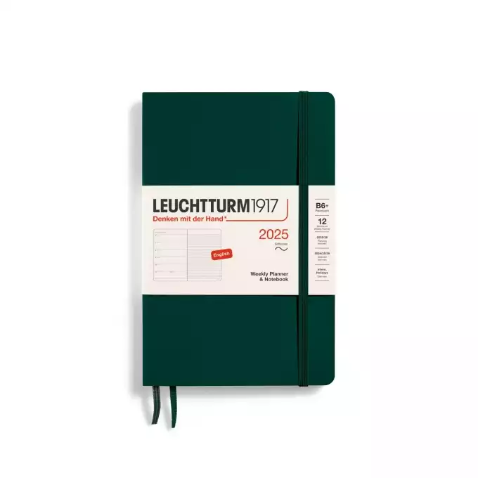 PLANER TYGODNIOWY Z NOTATNIKIEM LEUCHTTURM1917 W MIĘKKIEJ OPRAWIE PAPERBACK (B6+) 2025 FOREST GREEN (CIEMNOZIELONY)