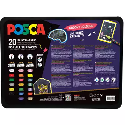 Zestaw POSCA 20 Markerów, Groovy Colours (brokatowe, metaliczne i neonowe kolory)
