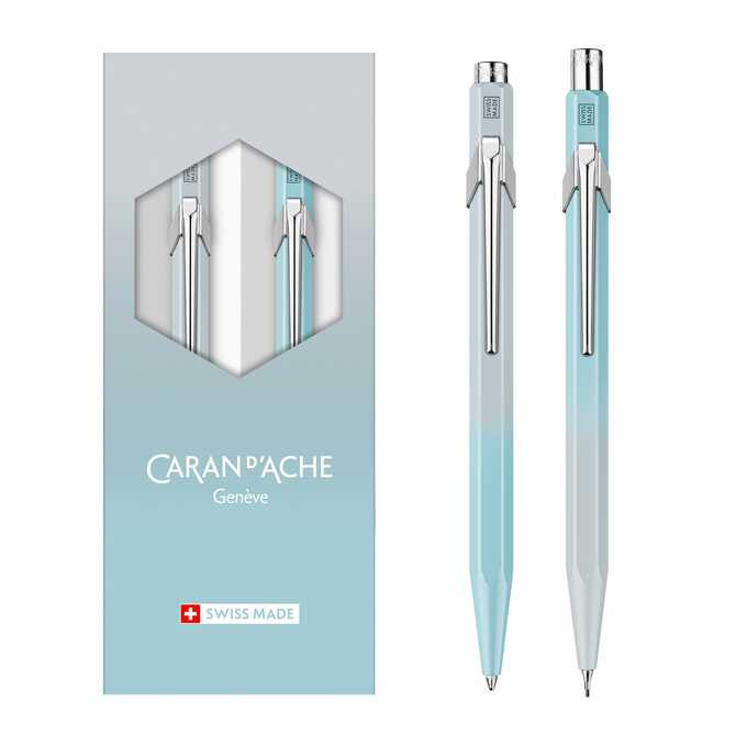 Zestaw upominkowy Blue Lagoon Caran d’Ache: długopis 849 + ołówek 844