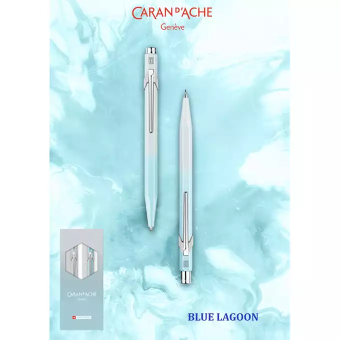 Zestaw upominkowy Blue Lagoon Caran d’Ache: długopis 849 + ołówek 844