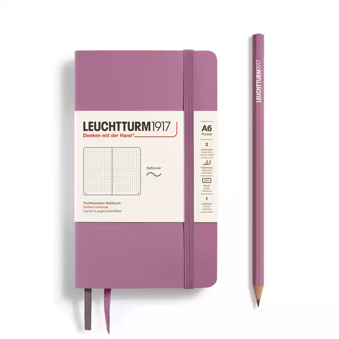 NOTATNIK LEUCHTTURM1917 POCKET (A6), MIĘKKA OPRAWA, DUSTY ROSE - Liniatura: w kropki