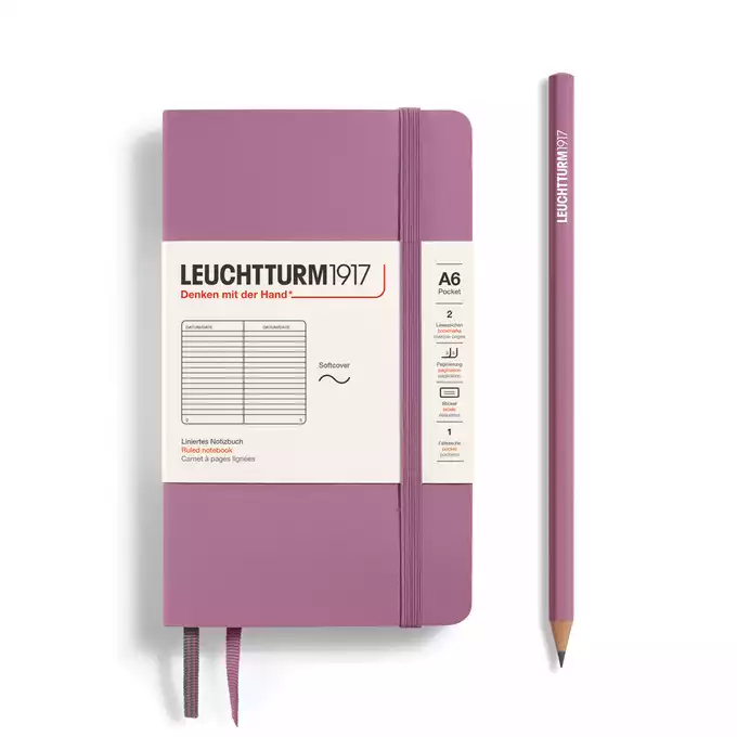 NOTATNIK LEUCHTTURM1917 POCKET (A6), MIĘKKA OPRAWA, DUSTY ROSE - Liniatura: w linię