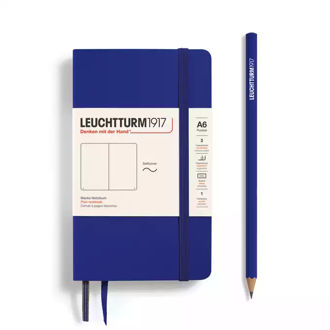NOTATNIK LEUCHTTURM1917 POCKET (A6), MIĘKKA OPRAWA, INK - Liniatura: gładki