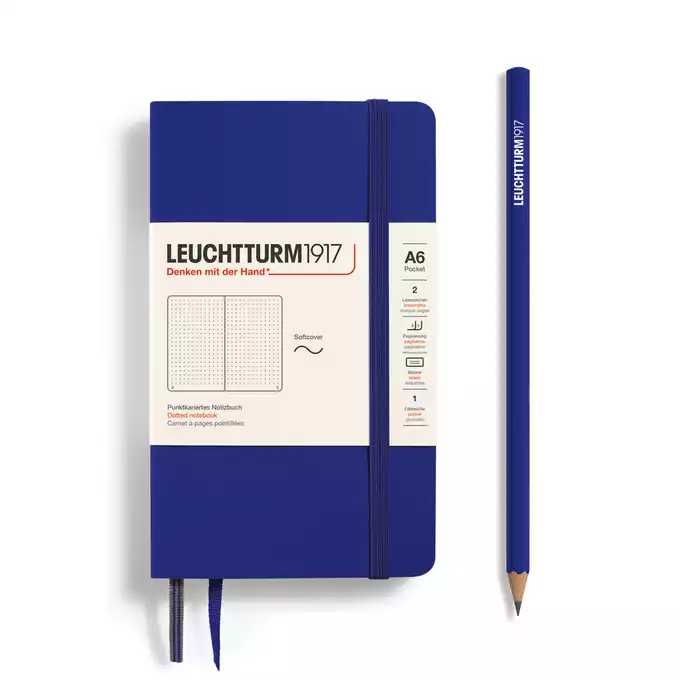 NOTATNIK LEUCHTTURM1917 POCKET (A6), MIĘKKA OPRAWA, INK - Liniatura: w kropki