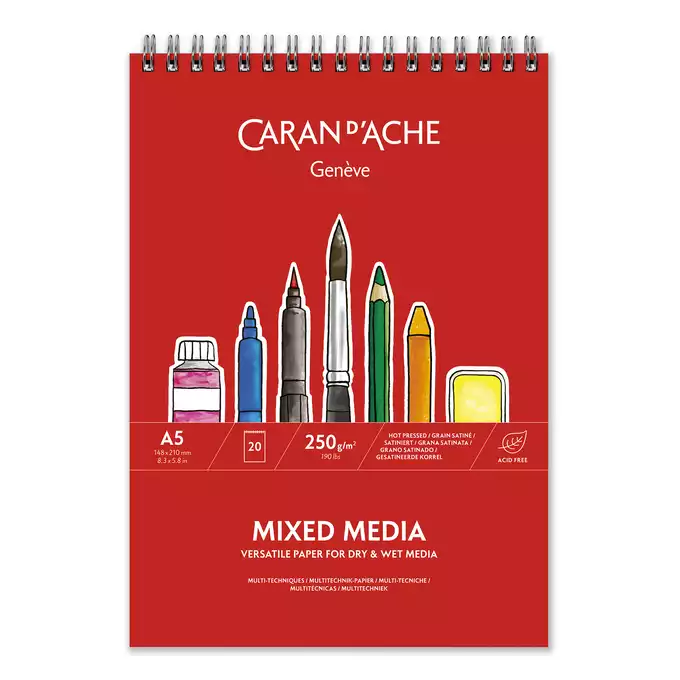 Blok do rysowania na spirali, Caran d’Ache, A5 – Mix Media, 20 kartek, 250g