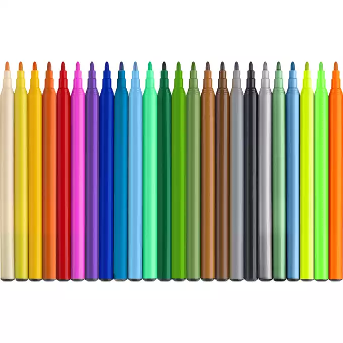 FLAMASTRY ZAMEK FABER-CASTELL EDYCJA DINOZAURY - 18 KOL. STANDARDOWYCH + 3 KOL. METALICZNE + 3 KOL. NEONOWE  + NAKLEJKI