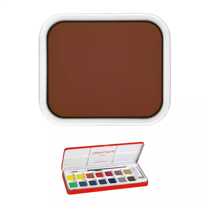 Farba akwarelowa Gouache Studio Caran d’Ache w kostce, kolor 059 Brown