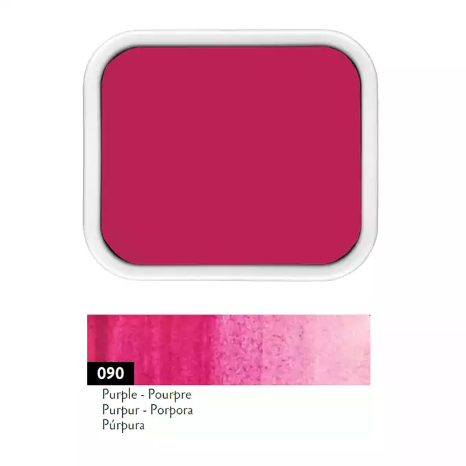 Farba akwarelowa Gouache Studio Caran d’Ache w kostce, kolor 090 Primary Purple