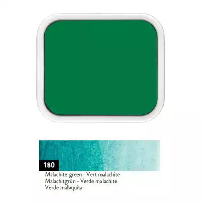 Farba akwarelowa Gouache Studio Caran d’Ache w kostce, kolor 180 Malachit Green