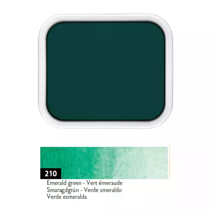 Farba akwarelowa Gouache Studio Caran d’Ache w kostce, kolor 210 Emerald Green