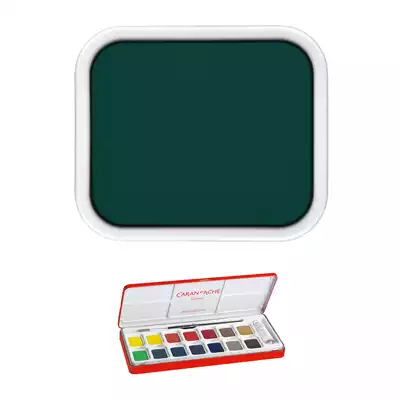 Farba akwarelowa Gouache Studio Caran d’Ache w kostce, kolor 210 Emerald Green