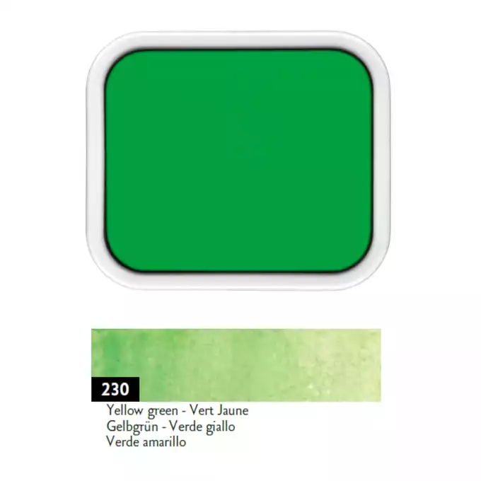 Farba akwarelowa Gouache Studio Caran d’Ache w kostce, kolor 230 Yellow Green