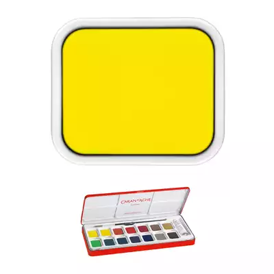 Farba akwarelowa Gouache Studio Caran d’Ache w kostce, kolor 240 Lemon Yellow