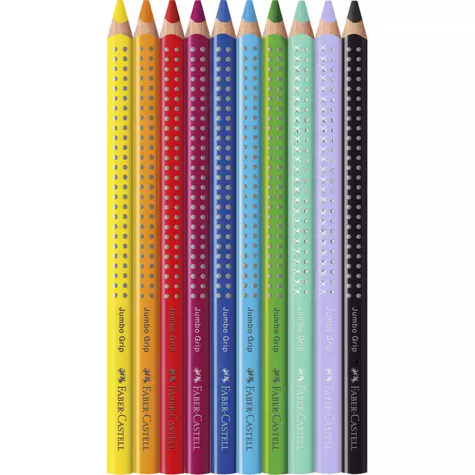 KREDKI JUMBO GRIP, FABER-CASTELL, EDYCJA JEDNOROŻEC, 8 KOL. STANDARDOWYCH + 2 KOL. PASTELOWE + NAKLEJKI