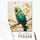 Malowanie po numerach BRUSHME, 40x50 cm, gold, szmaragdowa papuga
