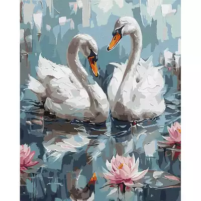 Malowanie po numerach IDEYKA, 40x50 cm, zakochane łabędzie