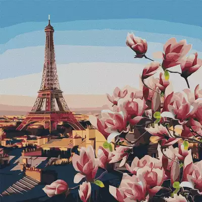 Malowanie po numerach IDEYKA, 50x50 cm, magnolie paryskie