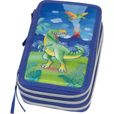 PIÓRNIK TRZYKOMOROWY Z WYPOSAŻENIEM, FABER-CASTELL, DINOZAUR