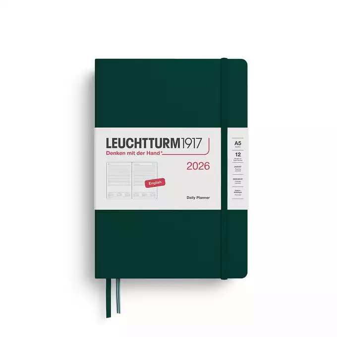 PLANER DZIENNY LEUCHTTURM1917 MEDIUM (A5) 2026 12 MIESIĘCY FOREST GREEN