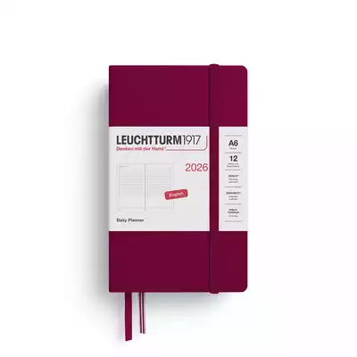PLANER DZIENNY LEUCHTTURM1917 POCKET (A6) 2026 12 MIESIĘCY PORT RED (BORDOWY)
