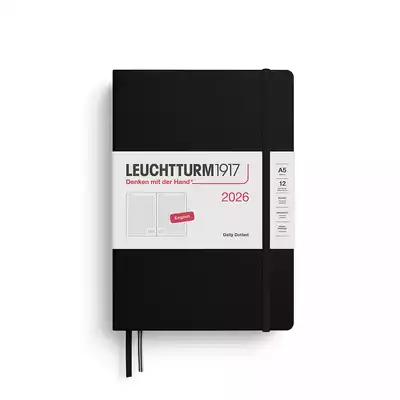 PLANER DZIENNY, W KROPKI, LEUCHTTURM1917, MEDIUM (A5), 2026, 12 MIESIĘCY CZARNY