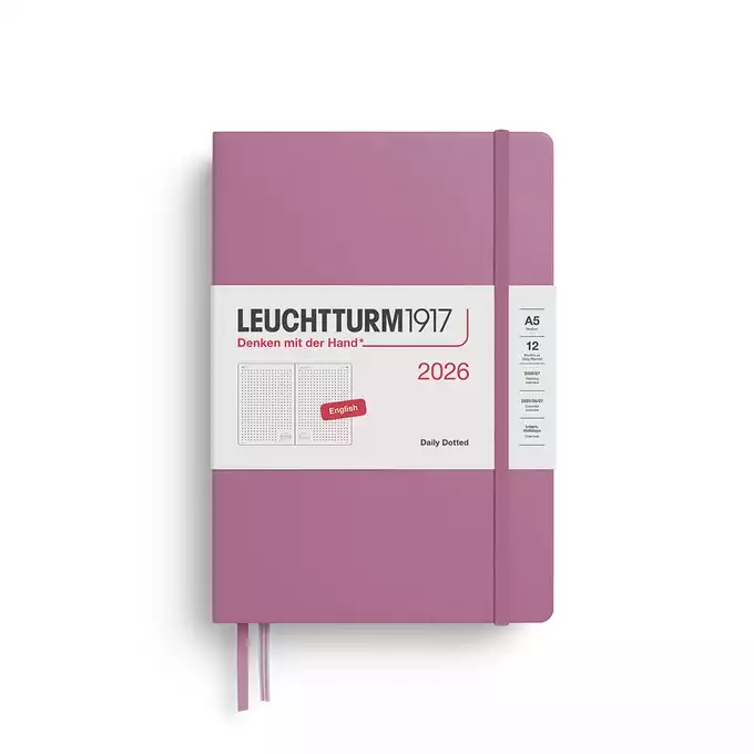 PLANER DZIENNY, W KROPKI, LEUCHTTURM1917, MEDIUM (A5), 2026, 12 MIESIĘCY DUSTY ROSE