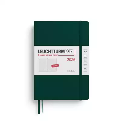 PLANER DZIENNY, W KROPKI, LEUCHTTURM1917, MEDIUM (A5), 2026, 12 MIESIĘCY FOREST GREEN