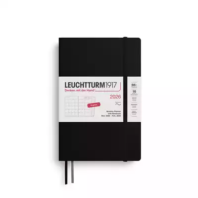 PLANER MIESIĘCZNY Z NOTATNIKIEM LEUCHTTURM1917 W MIĘKKIEJ OPRAWIE 2026 PAPERBACK (B6+) CZARNY