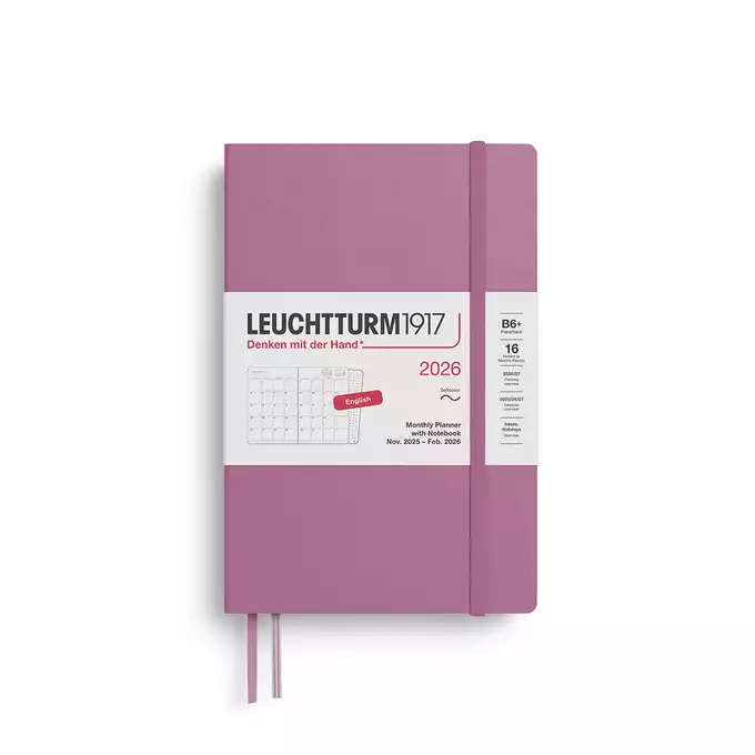 PLANER MIESIĘCZNY Z NOTATNIKIEM LEUCHTTURM1917 W MIĘKKIEJ OPRAWIE 2026 PAPERBACK (B6+) DUSTY ROSE